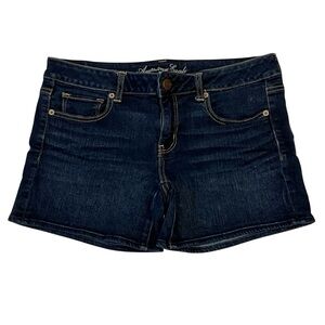 American Eagle Jean Shorts Stretch Dark Wash Juniors 12